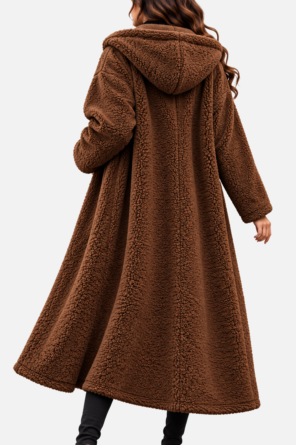 Carinova Women's Hooded Teddy Fleece Long Coat