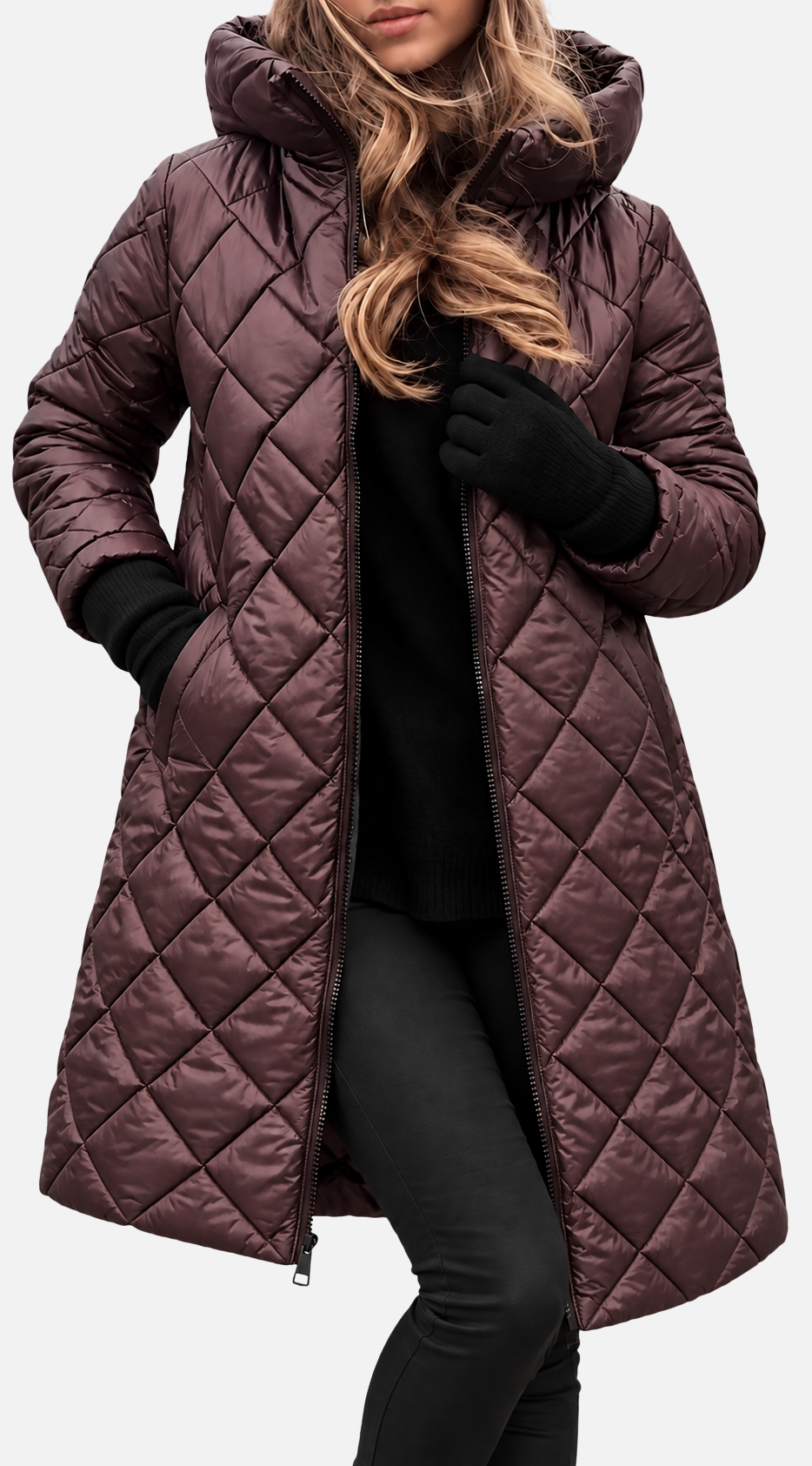 Clara Women's Diamond Quilted Long Winter Coat