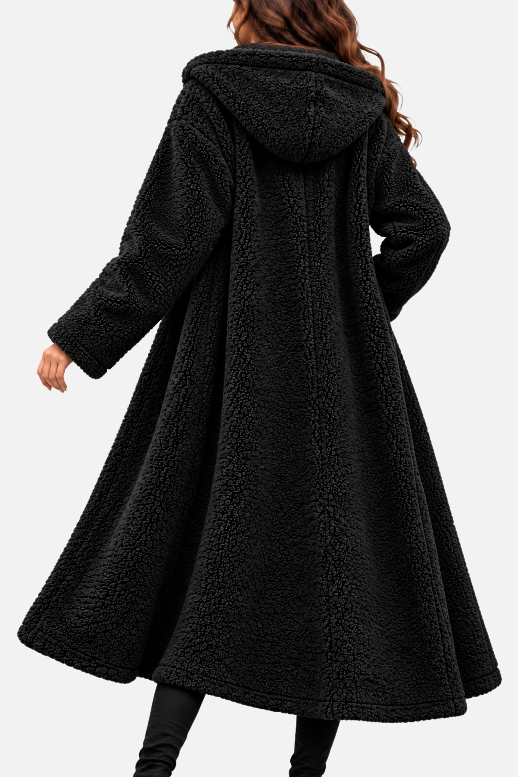 Carinova Women's Hooded Teddy Fleece Long Coat